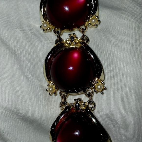 Gorgeous bracelet with mini pearls and red stones - Picture 4 of 6